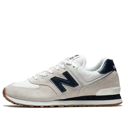 New Balance 574 - White with Navy and Gum