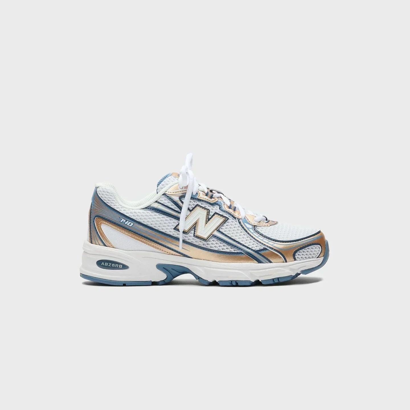 New Balance 740 - White / Blue / Champagne Metallic