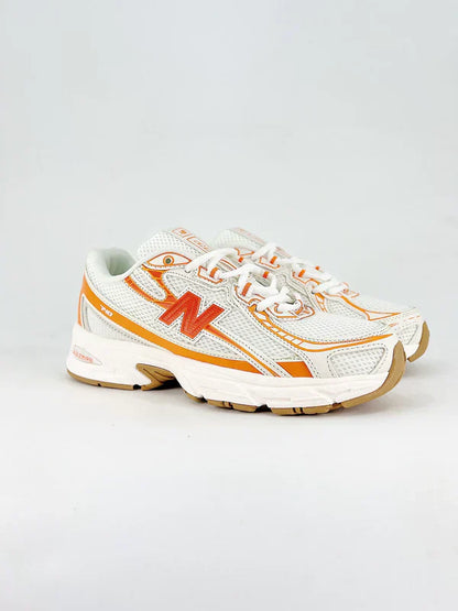 New Balance 740 - White / Classic Orange / Silver Metallic