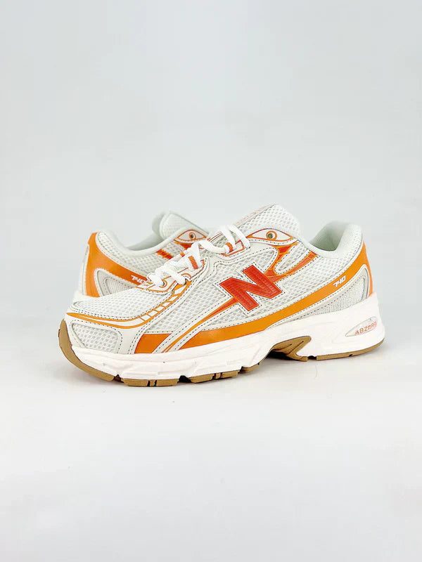 New Balance 740 - White / Classic Orange / Silver Metallic