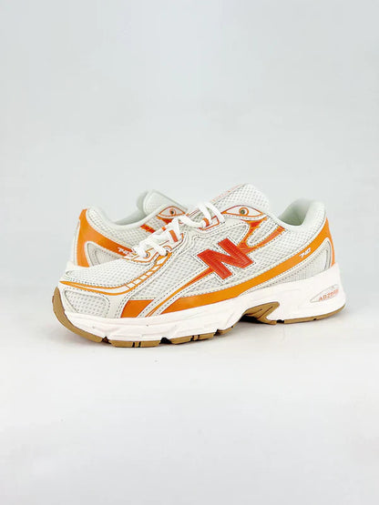 New Balance 740 - White / Classic Orange / Silver Metallic
