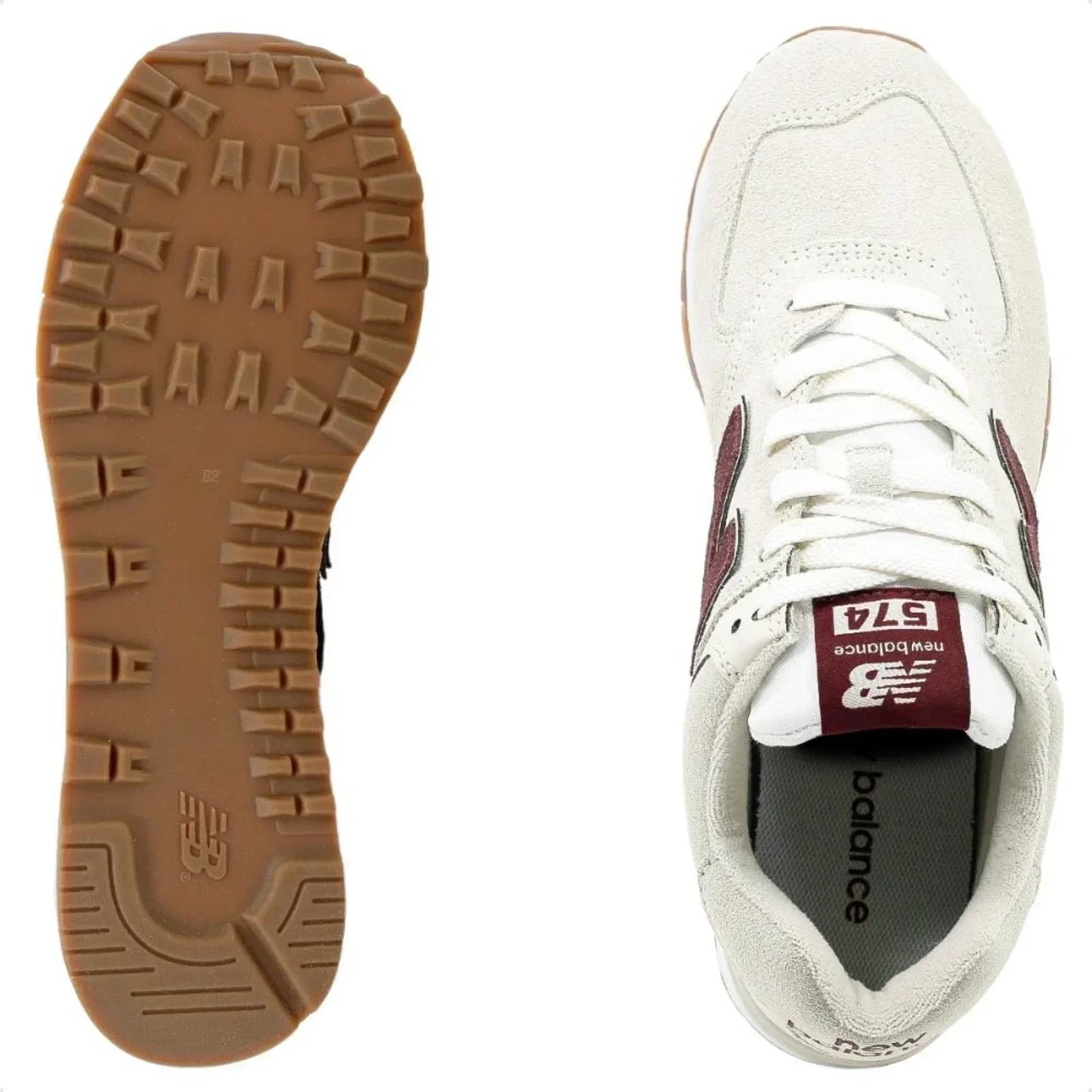 New Balance 574 - Moonbeam with burgundy