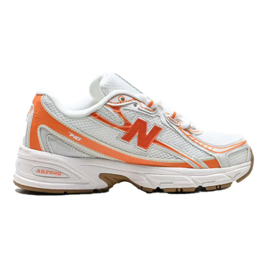 New Balance 740 - White / Classic Orange / Silver Metallic